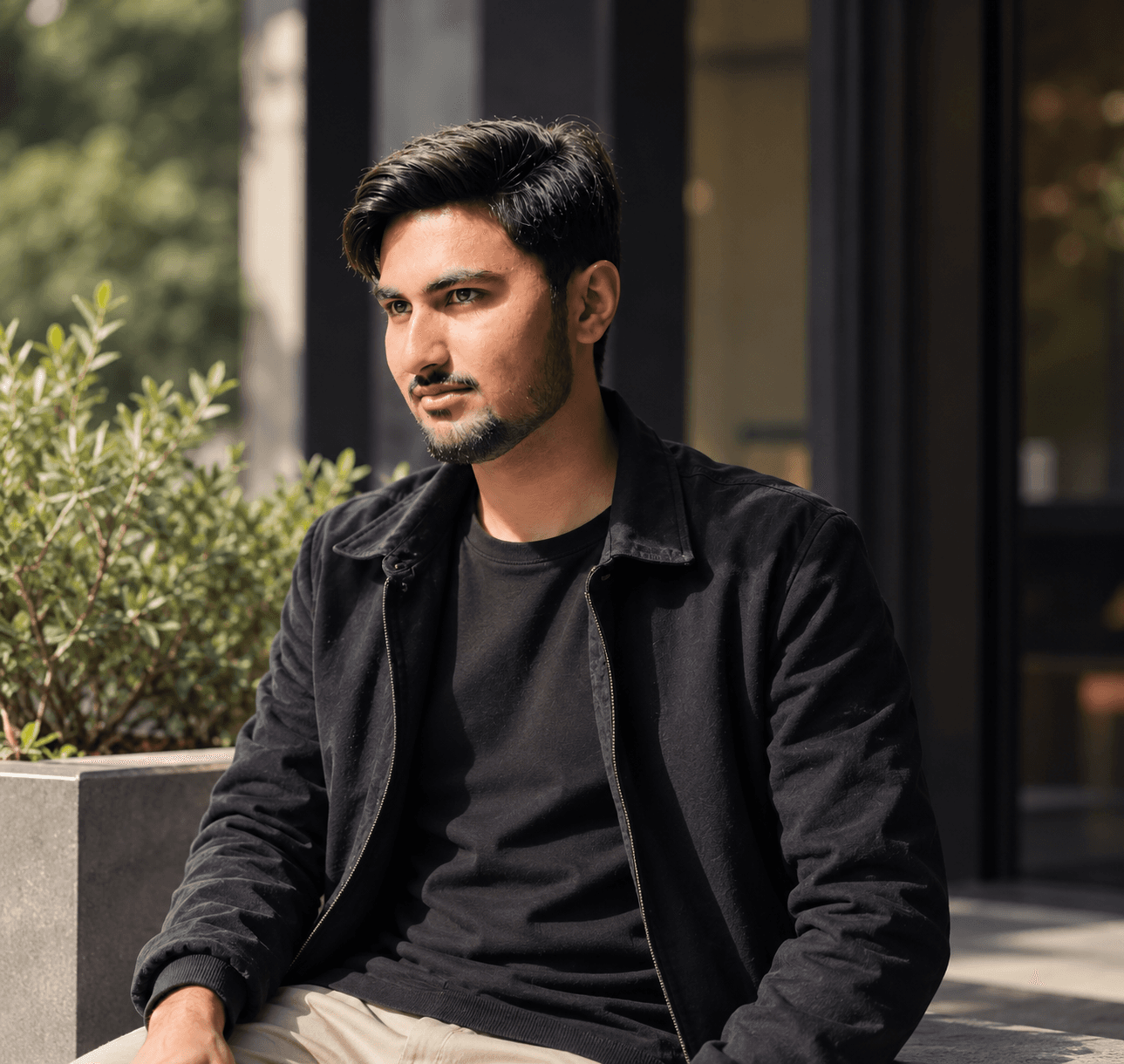 Haider Ali seated outdoors